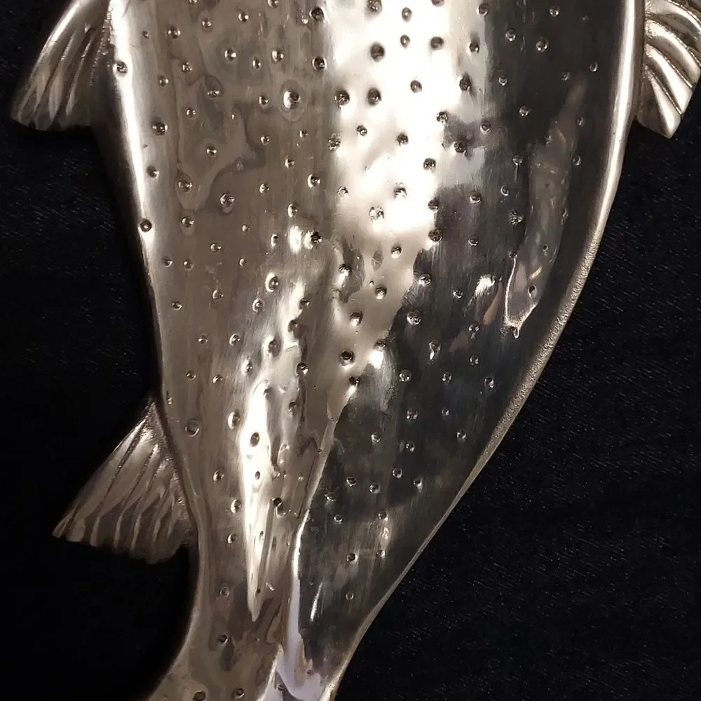 Fish shape metal serving platter vintage Coastal Nautical Decor